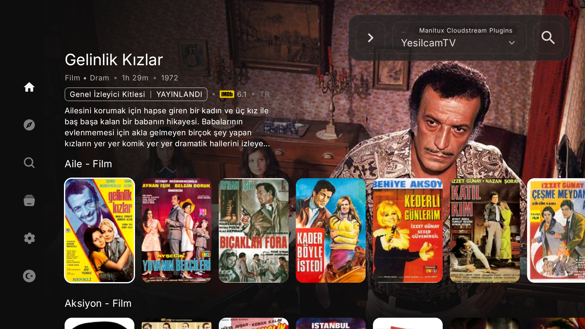 Cloudstream site eklentisinden gelen katalog rafları