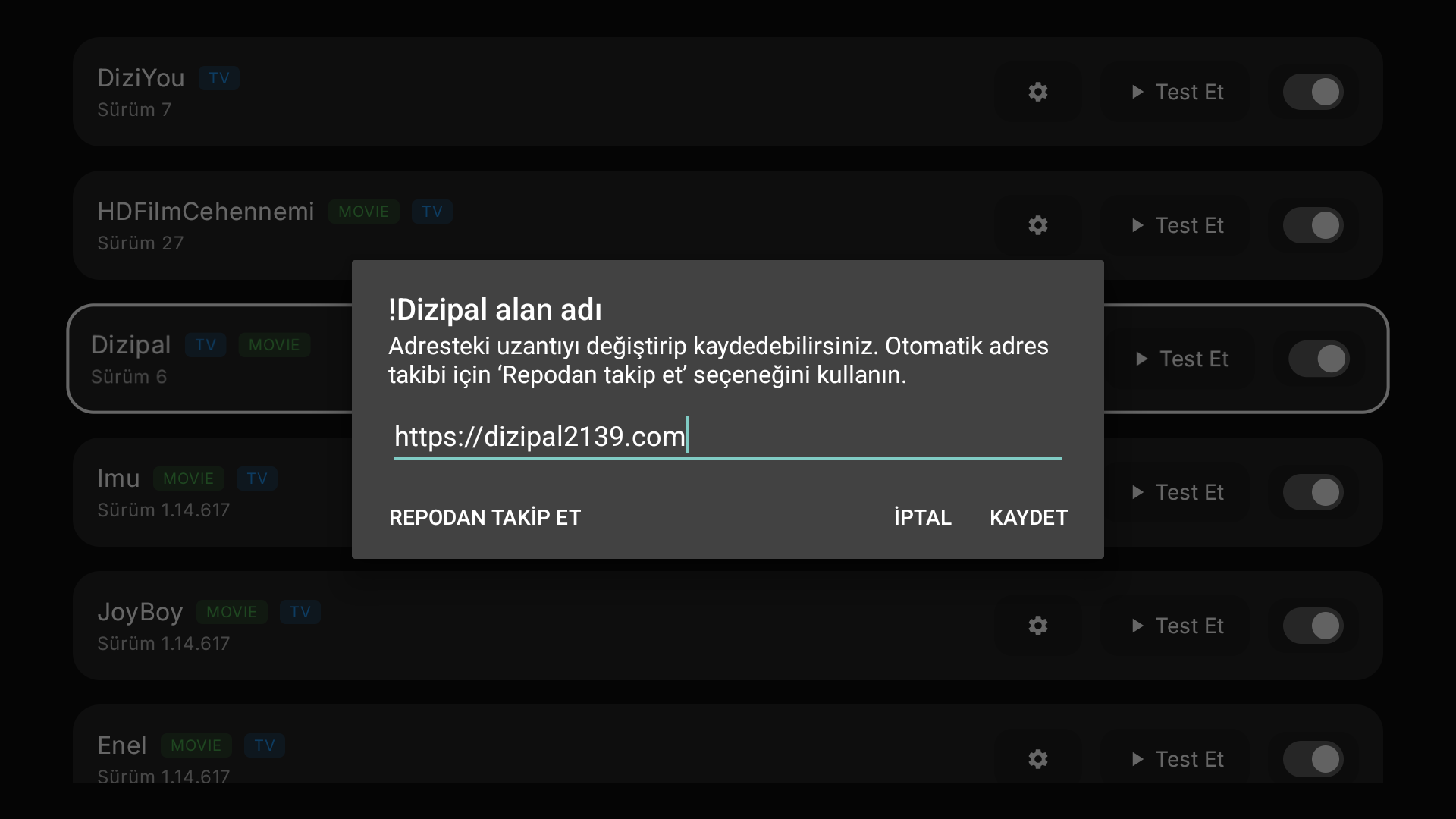 Eklenti ayarları
